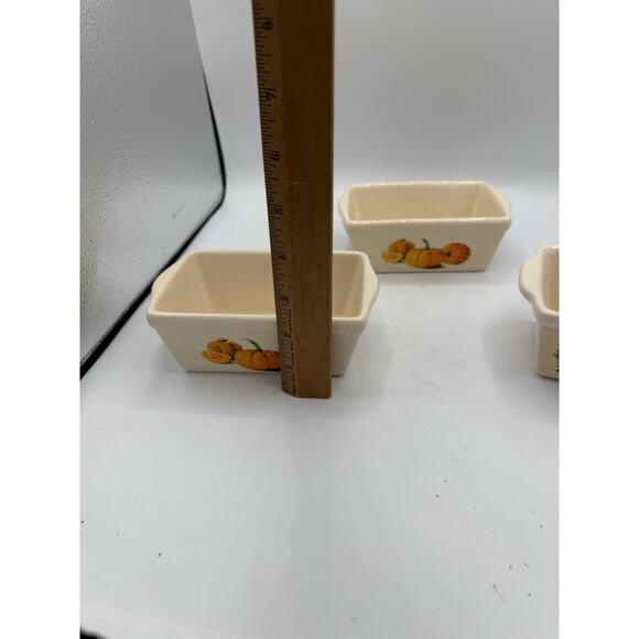 Set of 3 Mini Ceramic Loaf Pans Fall & Holiday Designs Pumpkin Wreath 6.5” - Picture 7 of 9